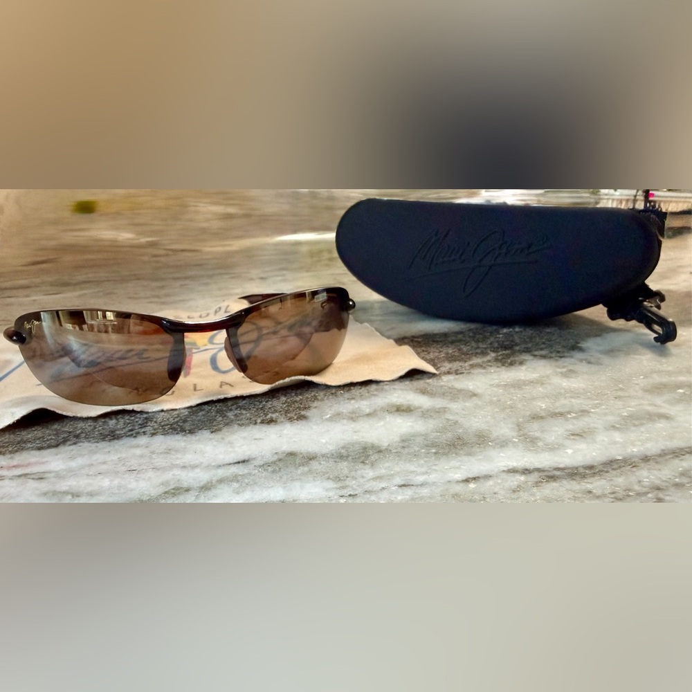 Maui Jim Men's Makaha Rimless Tortoise Polarized Sunglasses. W/OG Hard Case.